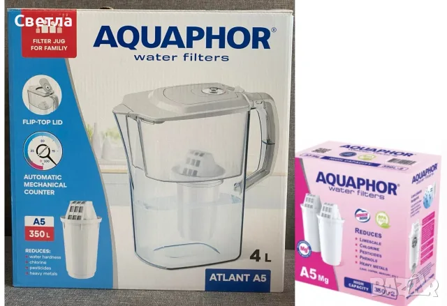 РАЗПРОДАЖБА-Кана Филтрираща Aquaphor Prestige 4л,с 2 филтъра- € 42 и Ел.кана-1,7л.,1850-2200W, €13