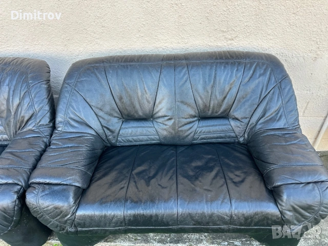 Комплект кожени дивани 3-ка + 2-ка – естествена кожа, снимка 5 - Дивани и мека мебел - 53958642