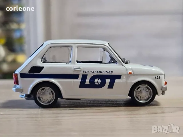 Fiat 126p Polish Airline LOT - мащаб 1:43 на Hachette модела е нов в блистер, снимка 8 - Колекции - 55557285