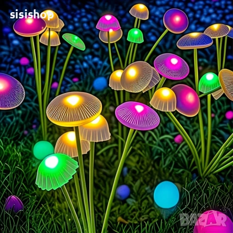 Соларна декорация "Екзотична градина": LED медузи и гъбки с преливащи цветове 4985