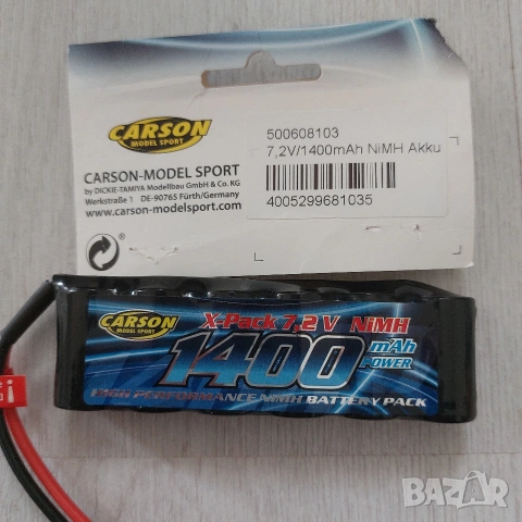 Професионална NiMH Батерия Carson X-Pack 7.2V 1400mAh – За RC Коли, Лодки и Танкове, снимка 2 - Друга електроника - 54955719