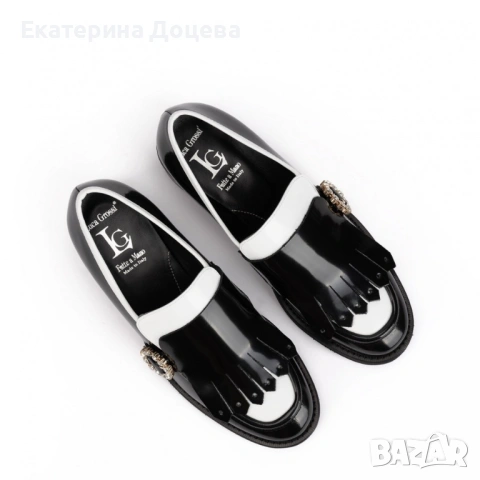 Обувки Лука Гроси с бял кант, снимка 5 - Дамски обувки на ток - 54603384