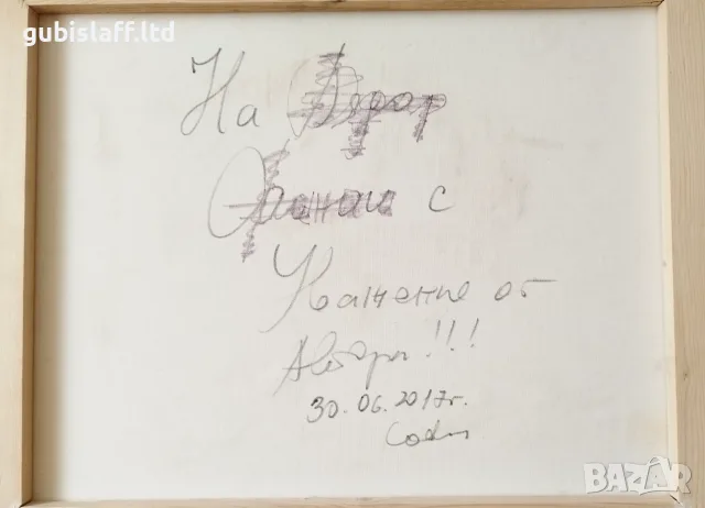 Картина, пейзаж, къщи, худ. П. Митков, 2017 г., снимка 4 - Картини - 55701280