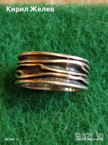 Дизайнерски сребърен пръстен тип халка Ретро Арт бижу 52907