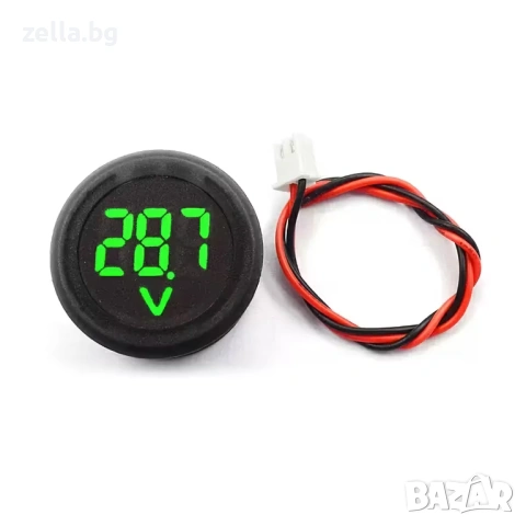 Дигитален LED волтметър, зелен, 4-100V DC – панелен монтаж 30 мм, за автомобилни акумулатори 10345, снимка 9 - Друга електроника - 54672425