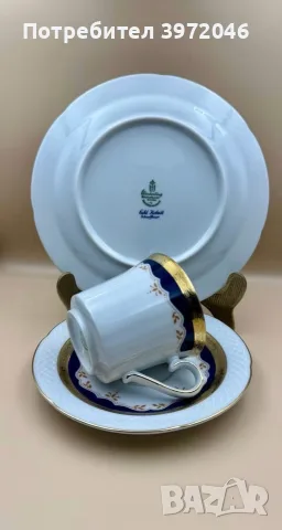 Луксозен сервиз за чай  Echt Kobalt Scharffeuer BAVARIA 1950 , снимка 8 - Сервизи - 55427344
