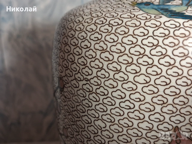 Стара Китайска Ваза Бронз Емайл Клоазон , снимка 10 - Антикварни и старинни предмети - 54752919