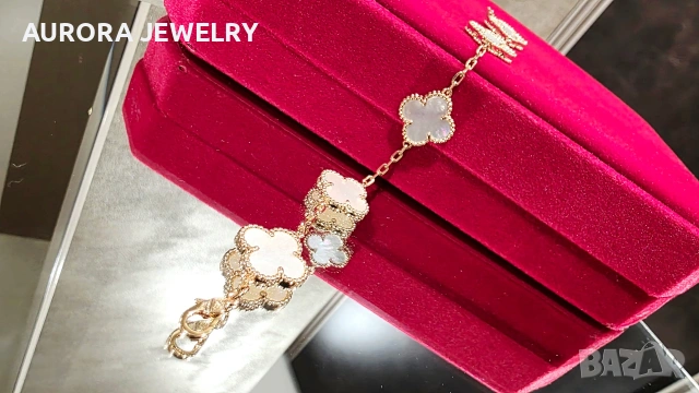 Van Cleef & Arpels VCA 5 Motifs Rose Gold Mother of Pearl Vintage Alhambra Дамска Гривна, снимка 4 - Гривни - 54013294