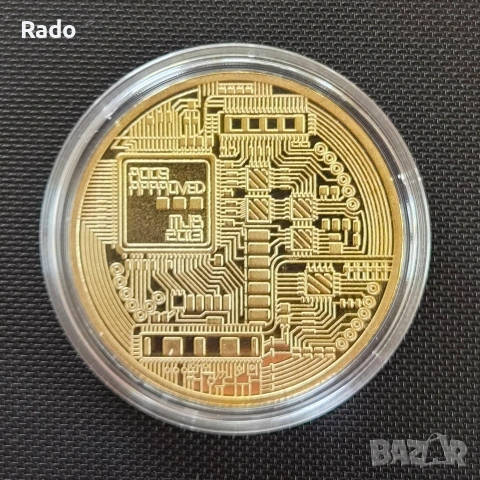 Юбилейна Биткойн монета Bitcoin сувенирна позлатена колекционерска монета , снимка 2 - Нумизматика и бонистика - 52872163