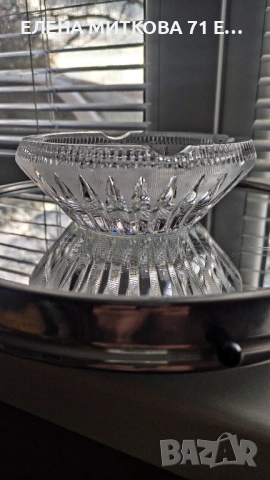 Масивен кристален пепелник ръчно гравиран, снимка 3 - Декорация за дома - 54188685