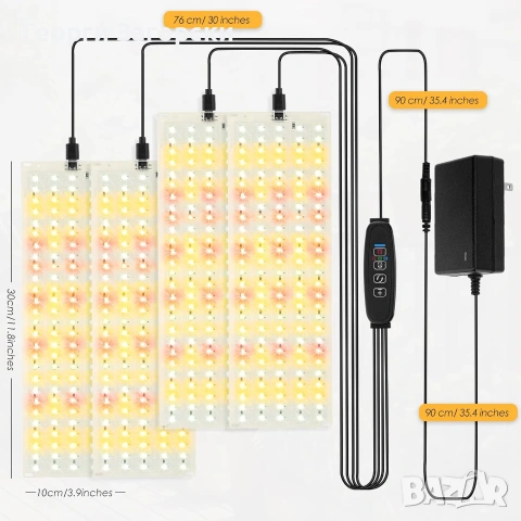  4 LED платки с пълноспектърна светлина за растения комплект, снимка 3 - Други - 55255770