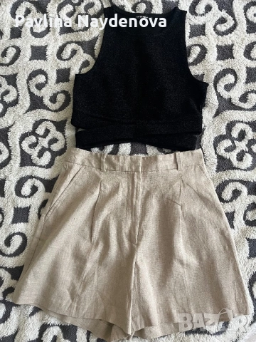 Нови ленени панталонки Zara, снимка 7 - Къси панталони и бермуди - 54707289
