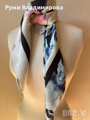 Квадратен шал/ кърпа за главa Holzweiler от 100 % коприна, снимка 7 - Шалове - 54900070