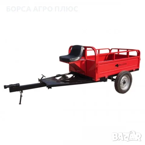 BISONTE BTA-600R Градинско ремарке за мотофреза 600 кг 140x100x50 см Ново, снимка 4 - Ремаркета - 55595829