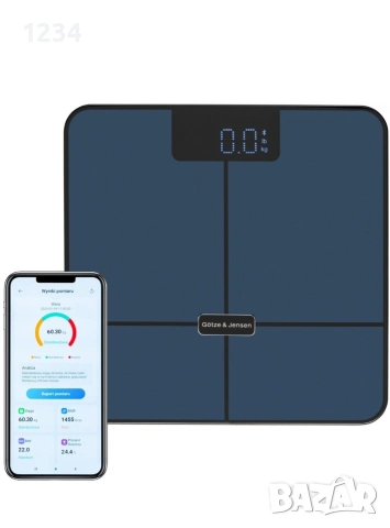 Електронна везна за тяло BS910K, GOTZE & JENSEN, анализ на телесна маса, LED дисплей