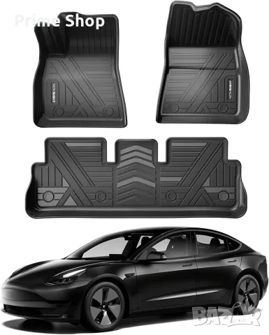 К-кт 3 части 3D трислойни TPE стелки за Tesla Model 3 (2019-2023), NOVSIGHT, черни