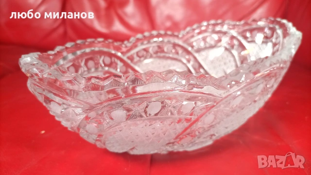 Кристална бонбониера, сухи мезета, елипса, ръчна гравюра