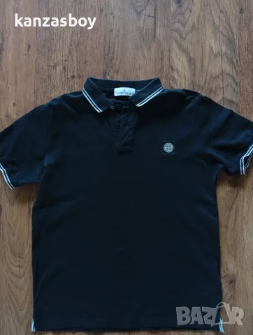 Stone Island logo-patch contrast-trim Polo Shirt - мъжка тениска р-р L, снимка 3 - Тениски - 55677060