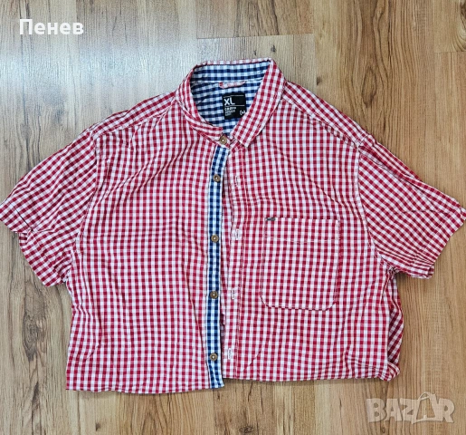 Cropp Мъжка карирана риза с къс ръкав червено бяла, снимка 2 - Ризи - 55063314