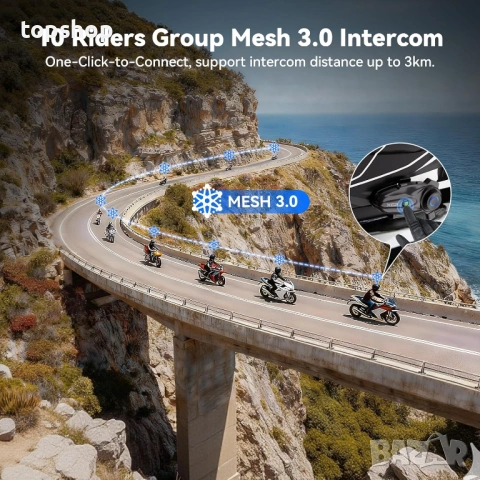 Чисто нов Мото Интерком XGP X10 – MESH 3.0 до 10 моториста / 3км Обхват / Bluetooth 5.3 Qualcomm  , снимка 2 - Аксесоари и консумативи - 54681081