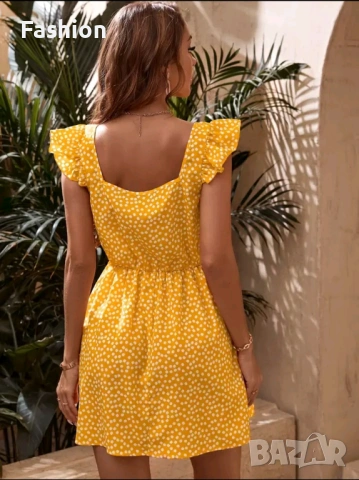 Рокля в жълт цвят , снимка 2 - Рокли - 54282148