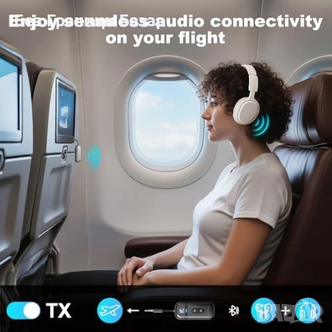 Нов AUX Bluetooth 5.4 предавател приемник за TV кола самолет аудио адаптер, снимка 3 - Други - 54100846