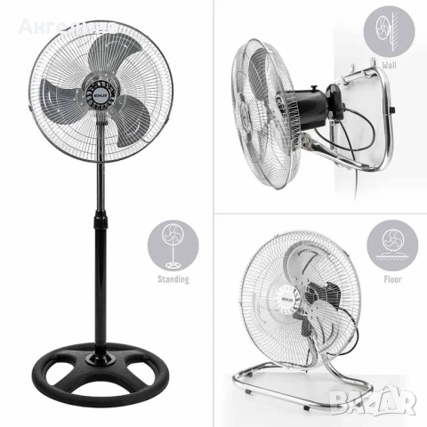 Вентилатор на стойка 16''Muhler FM-6136D 3in1, 50W, индустриален, на стойка, стена, под
