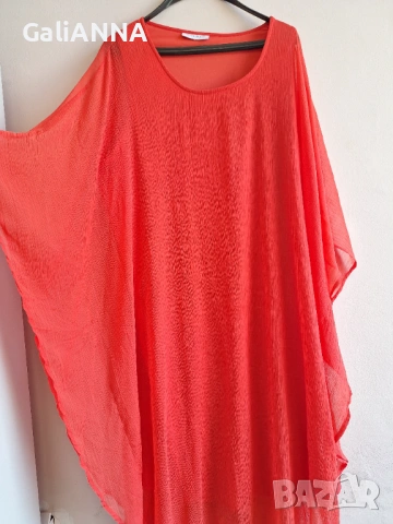СТРАХОТНА ОРАНЖЕВА РОКЛЯ 2XL-4XL, снимка 3 - Рокли - 54813881