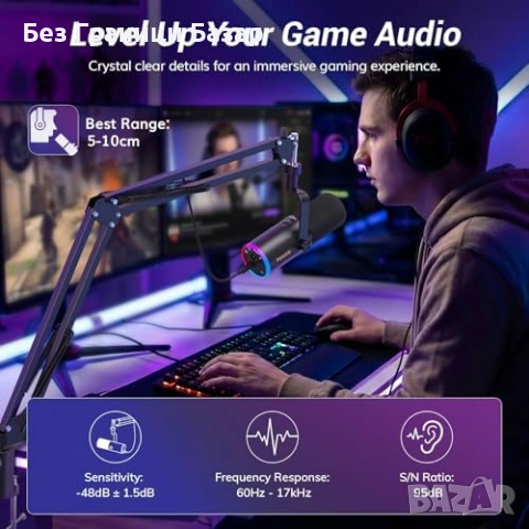 Нов Динамичен микрофон TONOR USB XLR за стрийминг и гейминг PS5 PC, снимка 3 - Микрофони - 54042869