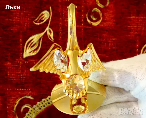 Позлатена фигура Лебед с австрийски кристал. , снимка 5 - Статуетки - 55666222