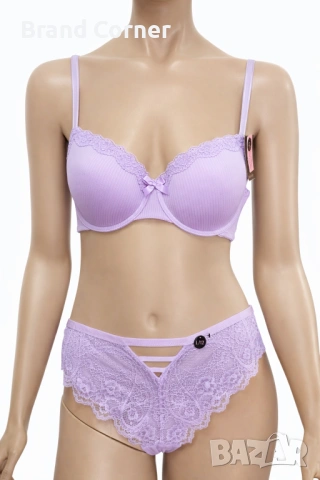 Комплект бельо Hunkemöller 80C / L в нежен лавандулов цвят с дантела