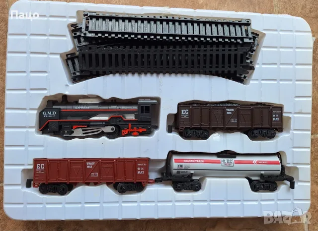 Електрически влак, Rail King, с 3 вагона, с коловоз, снимка 2 - Влакчета, самолети, хеликоптери - 55678453