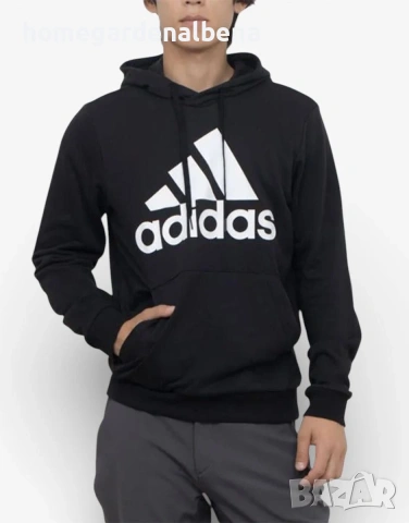 Мъжки суичър ADIDAS Hoodie Big Logo черен качулка анцуг спортен екип S M L