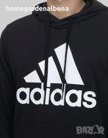 Мъжки суичър ADIDAS Hoodie Big Logo черен качулка анцуг спортен екип S M L, снимка 4 - Спортни дрехи, екипи - 54486882