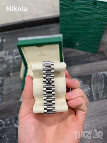 Луксозен мъжки часовник Rolex Datejust – зелен циферблат, пълен комплект, снимка 3 - Мъжки - 54365962