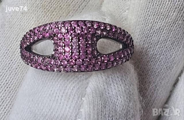  СРЕБЪРЕН ПРЪСТЕН С РОЗОВИ САПФИРИ (АФРИКА)