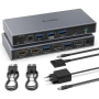 SUIDEK DisplayPort KVM Switch 2 Monitors 2 Computers – DP към HDMI KVM суич 4K@60Hz с 4 USB порта, снимка 1