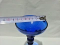 стъклен свещник цветно стъкло кобалт , снимка 5