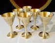 Бронзови чаши на столче,гравирани,позлата. , снимка 2