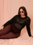 Ултра Модерен Мрежест Еластичен Клин в Наситено Тъмен Бордо Цвят XXL, снимка 4