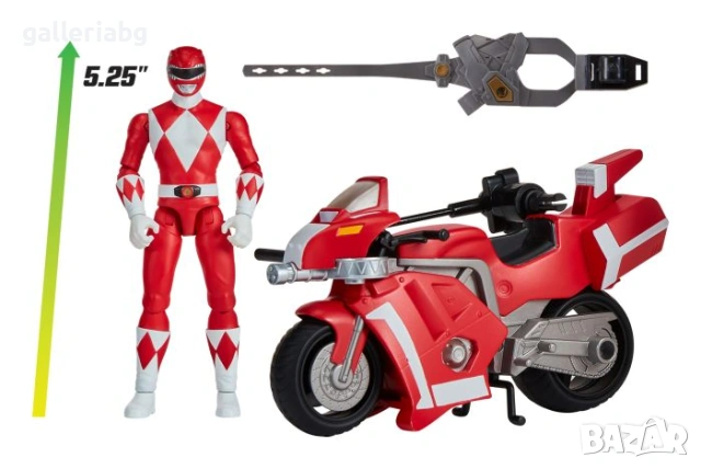 Играчка мотор с фигурка Red Ranger – Power Rangers Tyrannosaurus Battle Bike, снимка 4 - Фигурки - 54944248