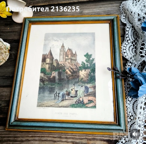 Картина френска гравюра , снимка 3 - Антикварни и старинни предмети - 55286279