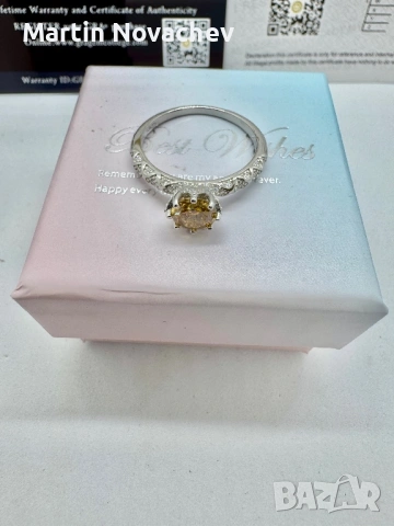 Сребърен пръстен с мойсанит (Диамант) 1 карат, снимка 8 - Пръстени - 54243228