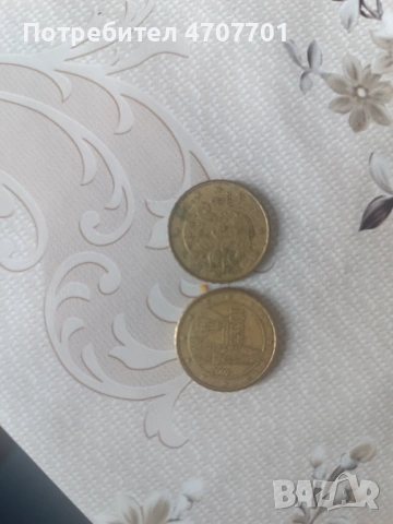 Стари монети 1 евро 2 евро  50 евро цента 20 евро цента от  2000г 2002г и 2003 г, снимка 5 - Други ценни предмети - 54157015