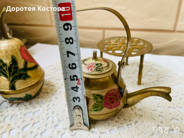 Красив месингов комплект от Англия с макове , снимка 15 - Антикварни и старинни предмети - 54437008
