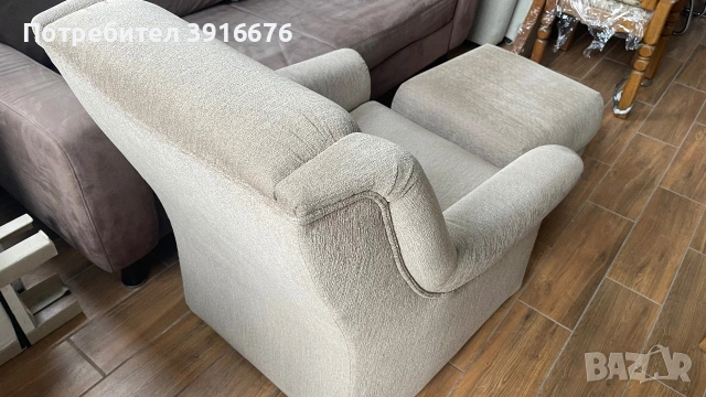 Фотьойл с таборетка, снимка 2 - Дивани и мека мебел - 55020945