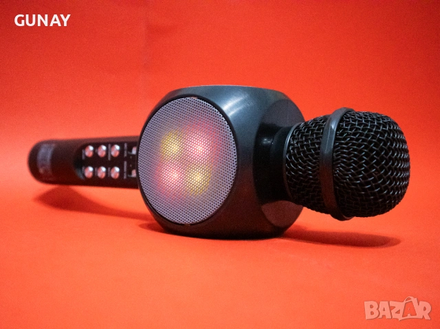 Tuxun Безжичен Bluetooth Караоке Микрофон с Говорител, LED Светлини и Сменяема Батерия 18650, снимка 5 - Микрофони - 54270662