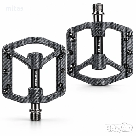 Ултра леки педали за велосипед PROMEND R65 Carbon Pattern, 3 лагера, 240гр, снимка 4 - Части за велосипеди - 52345771