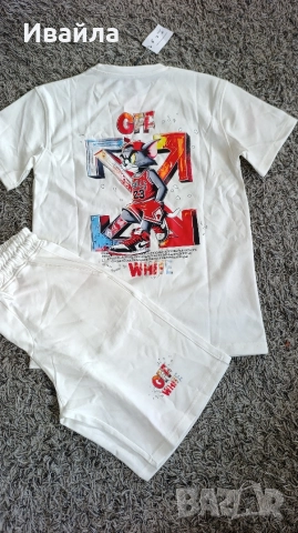 Нов мъжки комплект Off white Tom and Jerry Bulls 23 