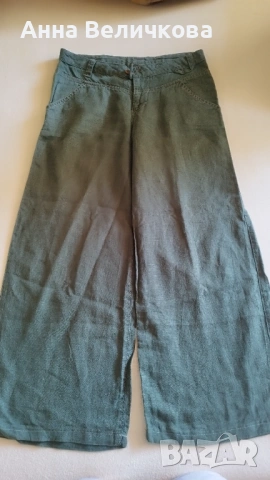 Дамски панталони лен син и зелен, снимка 3 - Панталони - 54364631